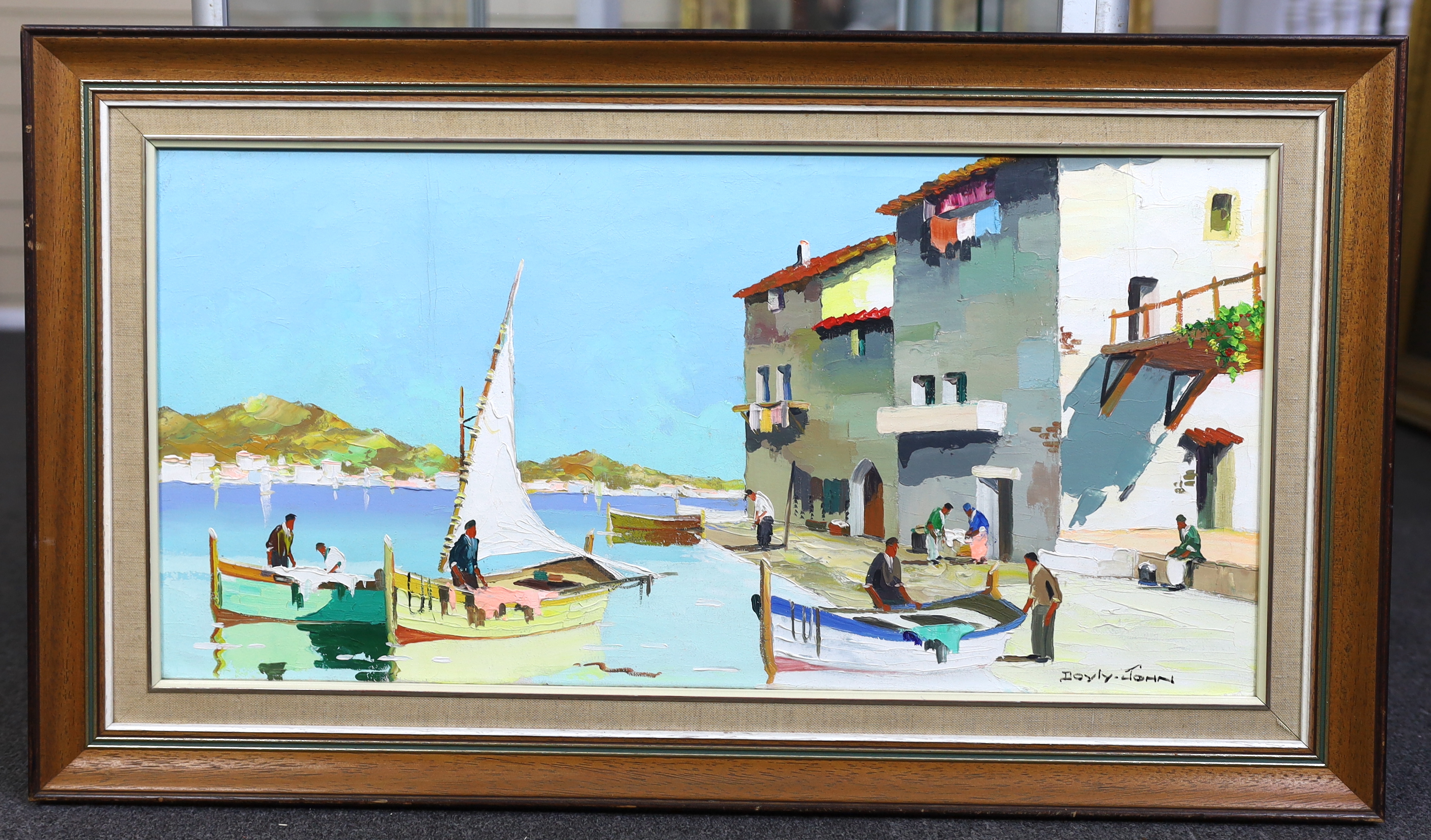 Cecil Rochfort D'Oyly-John (British, 1906-1993), 'Cassis, near St Tropez, French Riviera', oil on canvas, 34 x 70cm